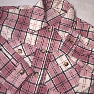 Plaid Flannel Chore Shirt Women Small Pink Whimsygoth Tartan Western Barn Jacket